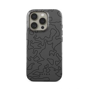 Gray iPhone Case with Raised Camera Protection and Abstract Design 16pro max